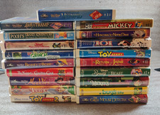 Vintage Walt Disney VHS Tapes Lot of 19 White Clamshell Retro 90s