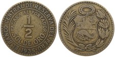 Peru - Republic of Peru - 1/2 Sol de Oro Lama 1935-1975 Various Years