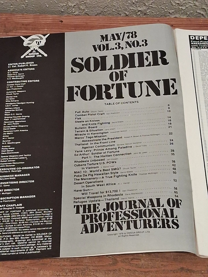 SOLDIER OF FORTUNE Magazine May 78 The Journal of Professional Adventurers MAC10 - Image 3 of 4