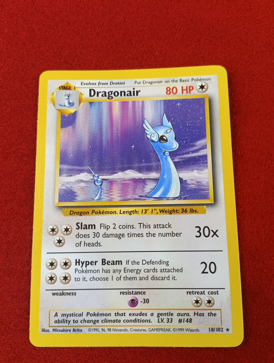Pokémon TCG Dragonair Base Set Unlimited Rare Card 18/102 LP Condition