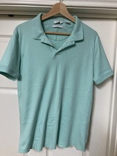 Calvin Klein Liquid Touch Polo Mens Medium Cotton Teal Short Sleeve Shirt