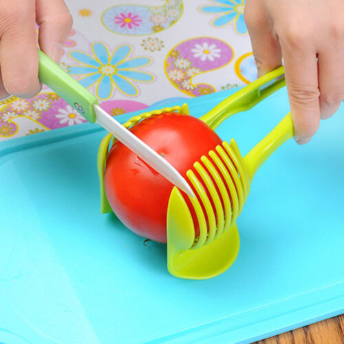 Multiuse Tomato Slicer Lemon Cutter Handheld Round Fruits Tongs Plastic Onion - Picture 2 of 11