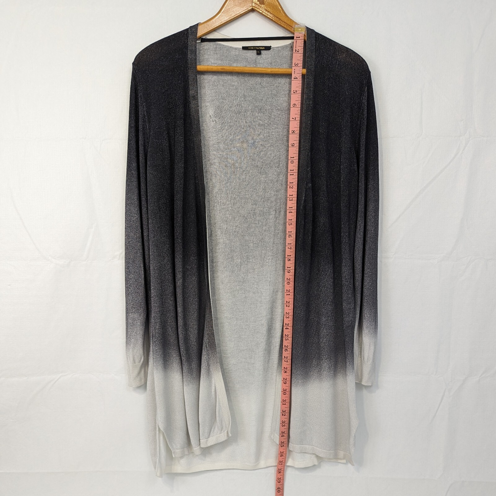 Kobi Halperin Womens XL Daisy Ombre Black Grey White Open Front Cardigan Sweater image 8