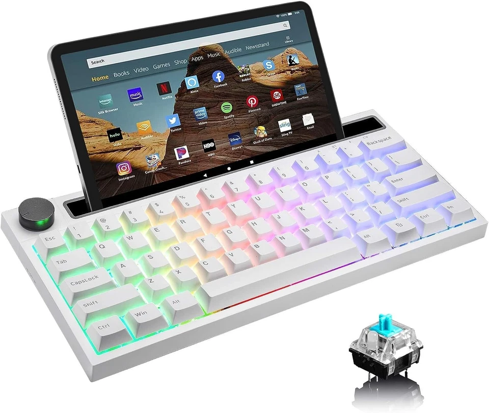 60% Mechanical Gaming Keyboard Wired/Wireless Bluetooth 19 RGB Backlit 4400mAh - Image 2 of 4