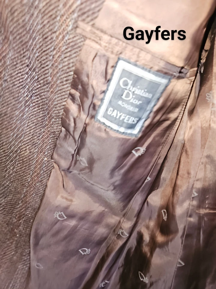 CHRISTIAN DIOR Vtg Tweed Sport Coat Jacket Wool Brown C.O.A Included - Image 4 of 4