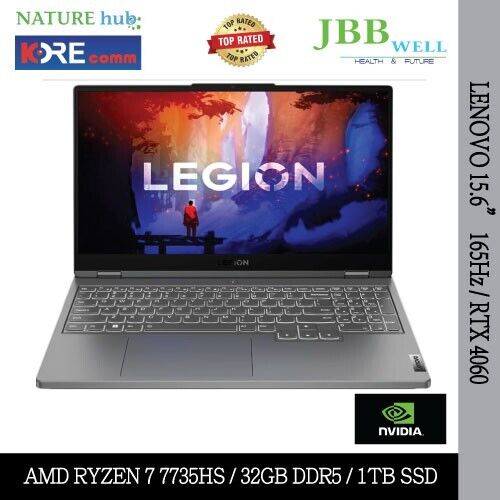 Lenovo Legion 5 15,6" 165Hz, AMD Ryzen 7 7735HS, 32GB DDR5, 1 TB SSD, RTX 4060 - Bild 1 von 9