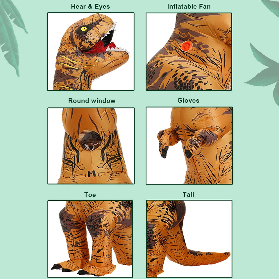 T-rex inflatable Tyrannosaurus Dinosaur Costume Kids Adult Role-playing Fancy - image 4 of 4