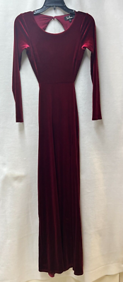 besame burgundy velvet long sleeve maxi dress Burgundy Deep V Long Sleeve Maxi Dress Small main image 1