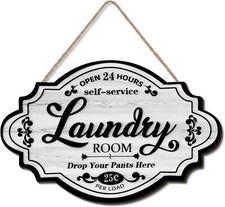 Jetec Vintage Wood Laundry Room Decor Wall Sign Farmhouse White