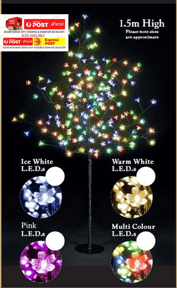 1.5M 200LED MULTI-COLORED CHERRY BLOSSOM SOLAR CHRISTMAS TREE