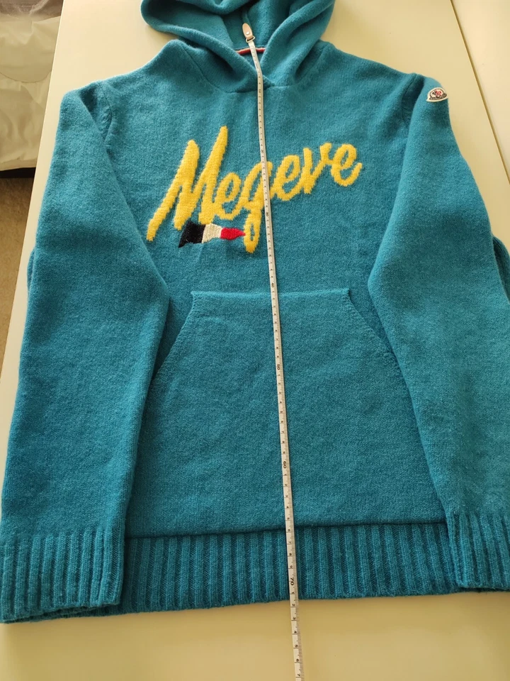 Moncler Megève Sudadera con Capucha Mezcla Lana y Cachemira - Azul, Talla L, Buen Estado Foto 3 de 4