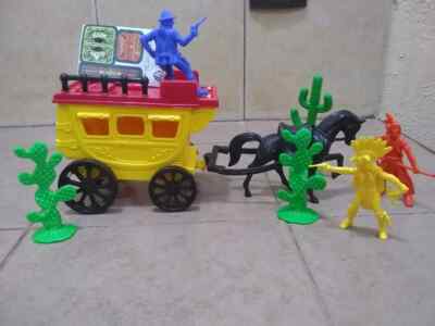 Toy Carreta De Cowboys Indios Con Caballo Diligencia Made in Mexico