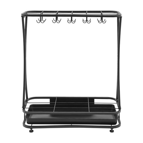 Metall Schirmhalter Ständer Rack Organizer + Abtropfschale (18 Fächer 20 Haken) schwarz - Bild 17 von 24