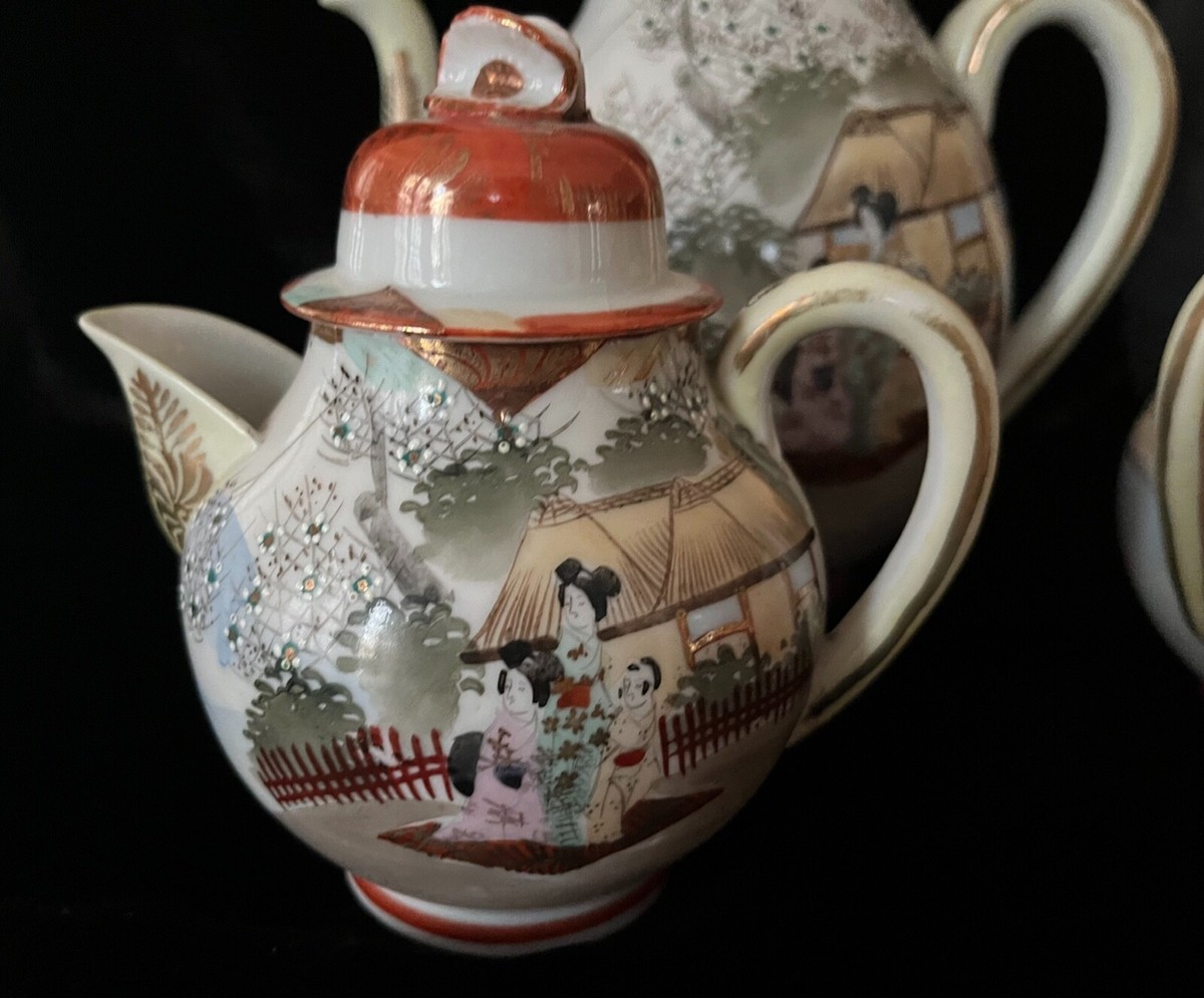 Rare! Antique Japanese Eggshell Porcelain, Kutani Meiji Tea