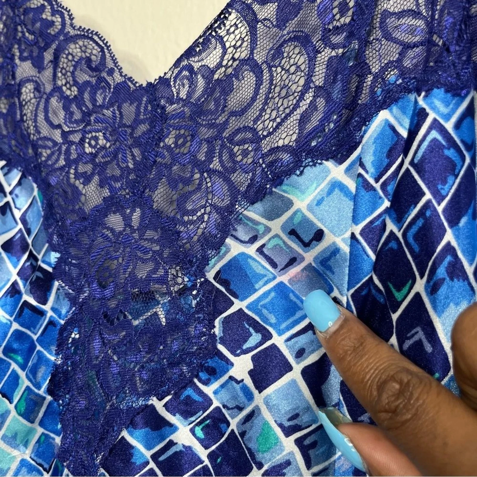 UNDERCOVER Abito donna vintage anni 90 Victoria Secret slip medio pizzo geometrico Sultry y2k