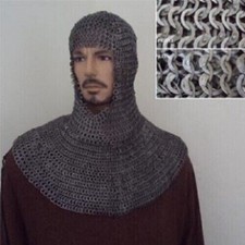 Wedge Riveted With Flat Washer Chain mail Coif 9 mm Medieval Hood X-Mas Gift
