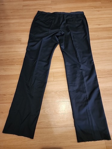 Hugo Boss Herren Slim Fit 100% Wolle Smoking Hose Schwarz 40W x 35,5 Ungesäumt Neu ohne Etikett - Bild 2 von 22