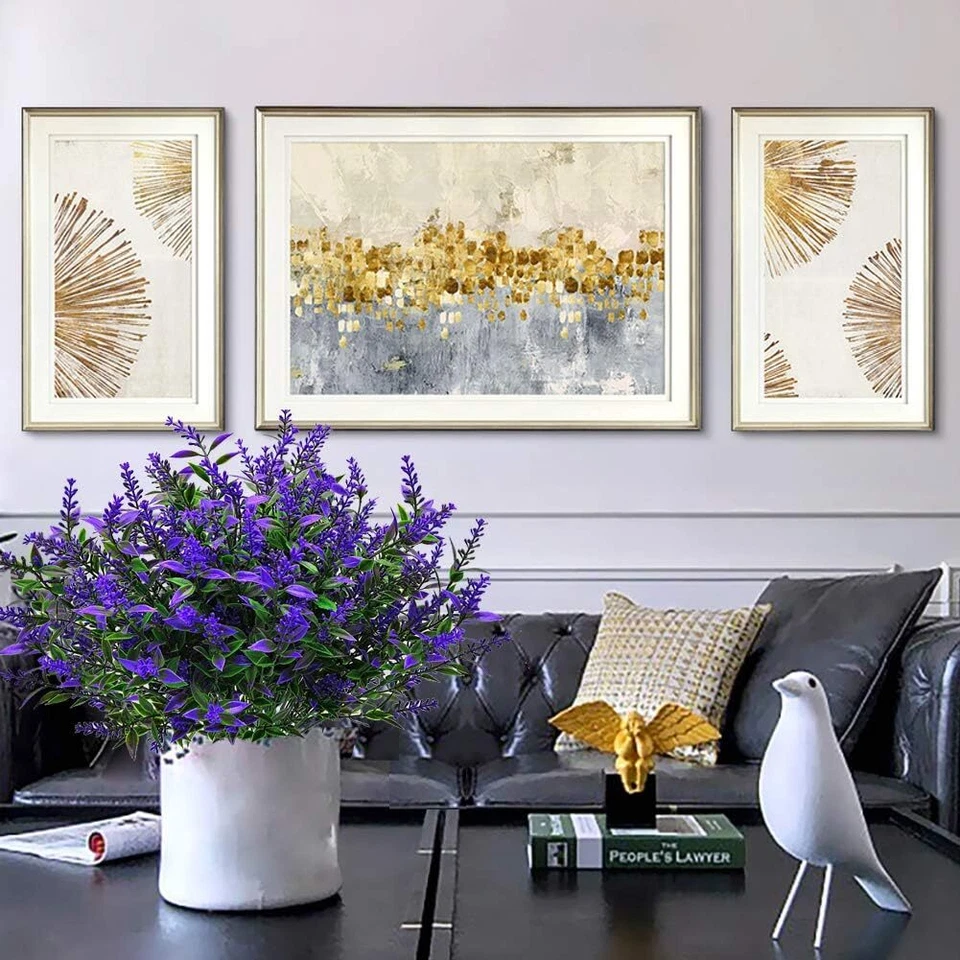 8 paquetes de flores artificiales resistentes a los rayos UV plantas falsas exterior hogar jardín decoración Foto 4 de 4