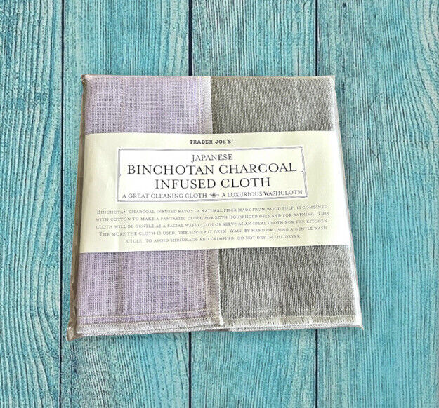 TRADER JOE'S JAPANESE BINCHOTAN CHARCOAL-INFUSED CLOTH Grey Purple Kitchen towel