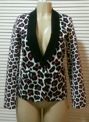 ¡NUEVO! Blazer MICHAEL Michael Kors Rosa Estampado Multi Leopardo Talla 0* - Imagen 1 de 6