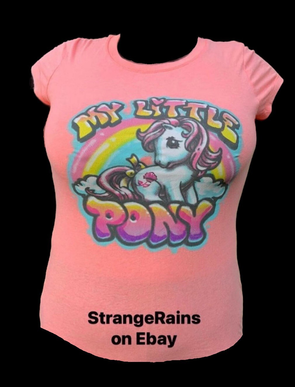 T shirt donna 2017 My Little Pony taglia L unicorno e graffiti stile arte arcobaleno