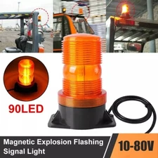 Amber 90LED Rotating Strobe Light Rooftop Flash Beacon Emergency Warning 10-80V