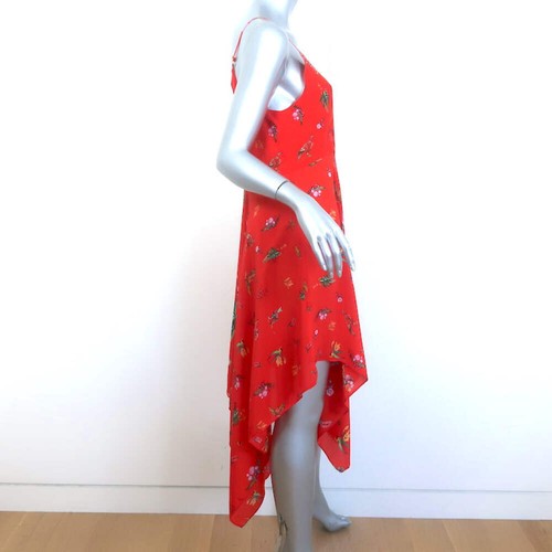 Milla by Camilla Paradise Circus Handkerchief Hem Midi Dress Red Silk Size Small - Picture 4 of 9