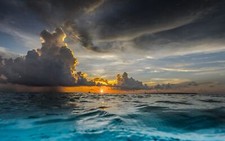 Landscape nature sunset clouds sea tropical water Custom Gaming Mat Desk