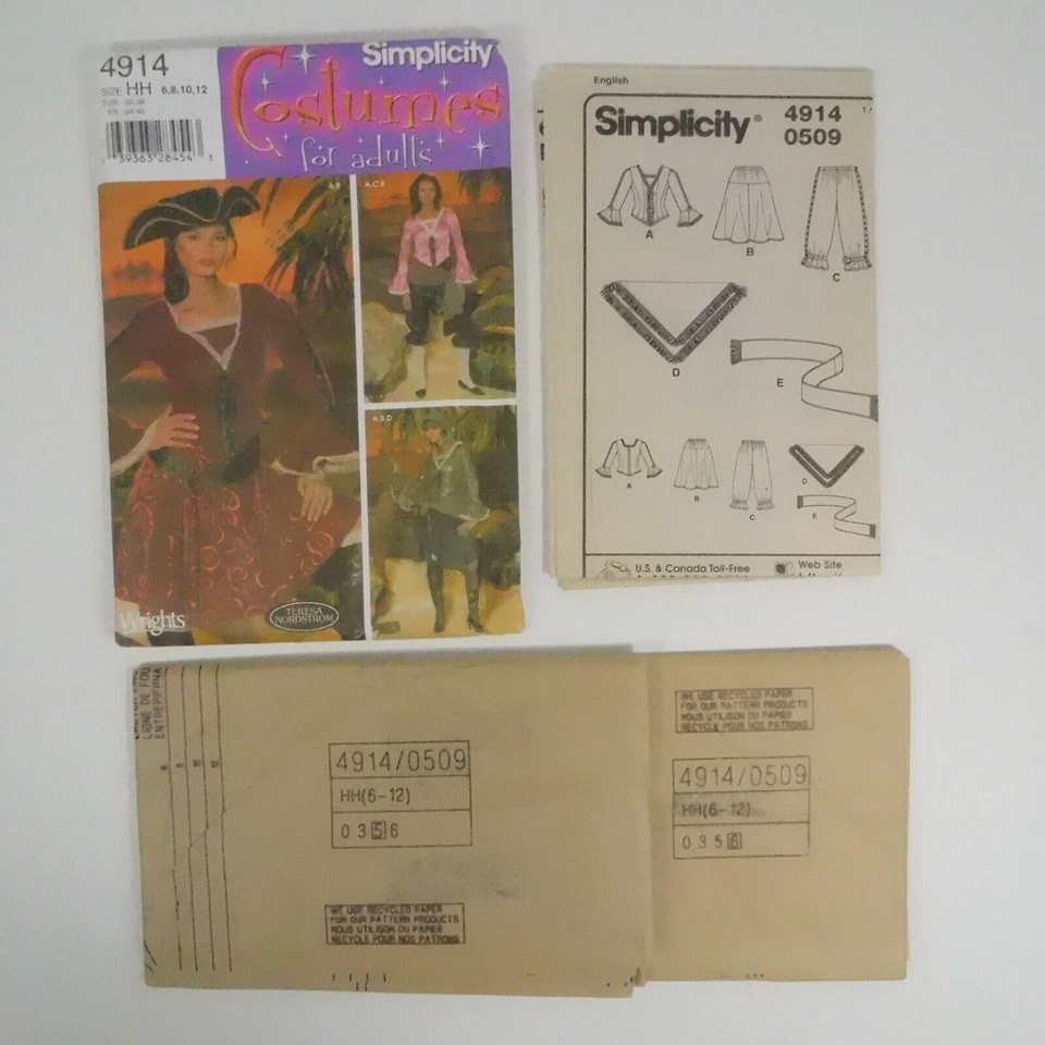 Simplicity 4914 Misses Costumes Pirate Buccaneer Sewing Pattern Size 6-12 Uncut - Image 2 of 4
