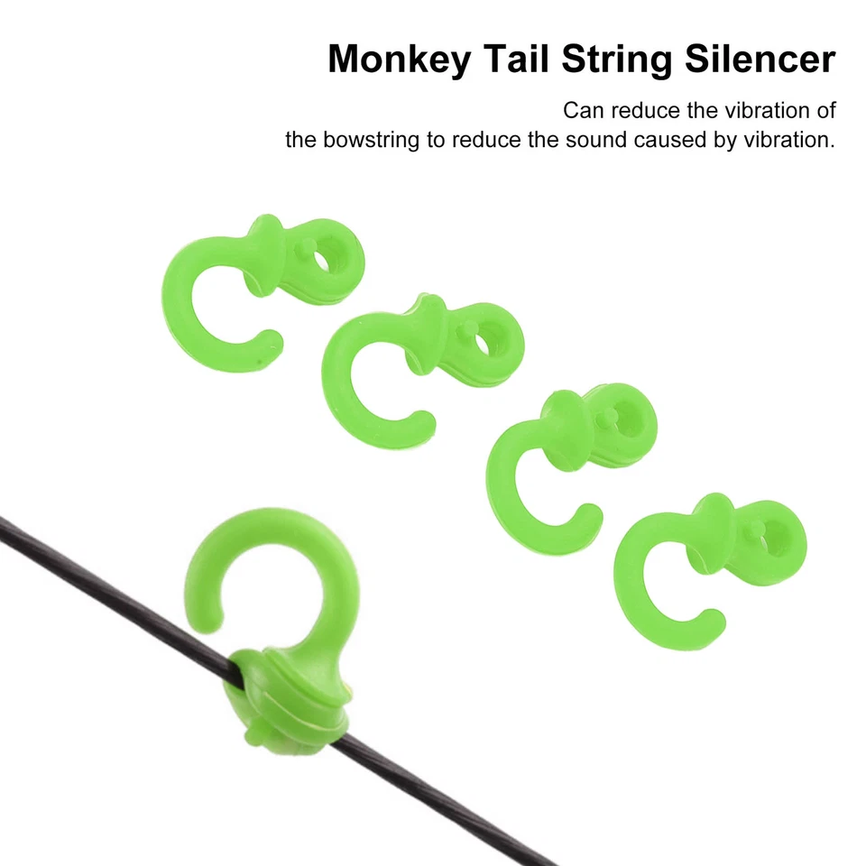 (Green)4Pcs Archery Bow String Silencers Monkey Tail Compound Bow String - Image 3 of 4
