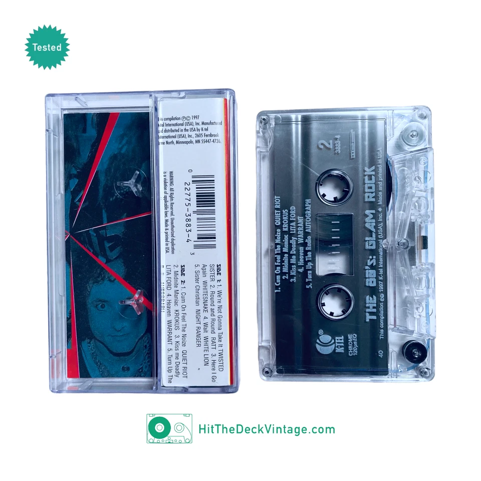 K-Tel 80's GLAM ROCK Compilation Cassette Tape (1997) Ratt Warrant Whitesnake - Image 2 of 2