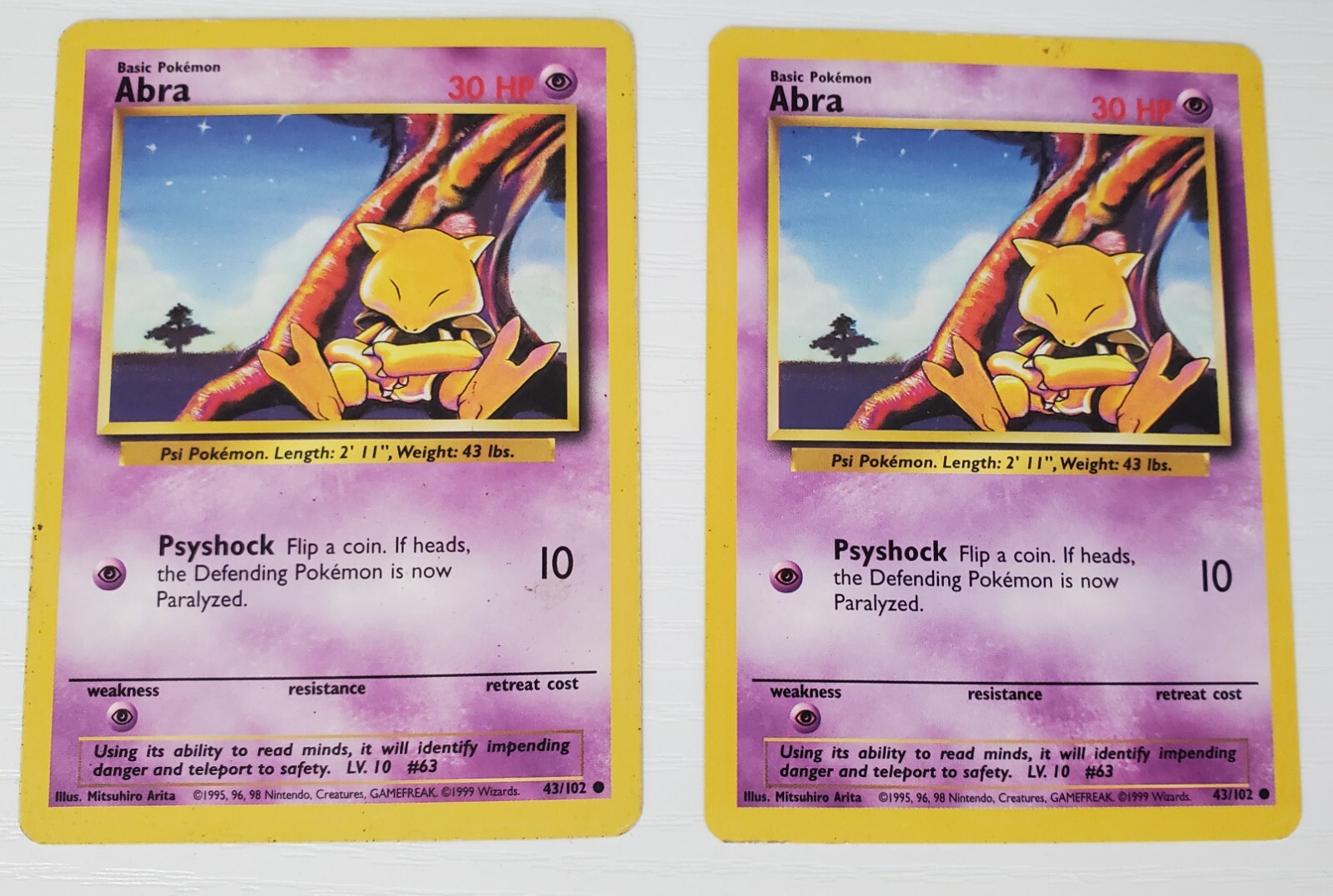 1995 Pokemon TCG ABRA x2 30HP 43/102 | eBay