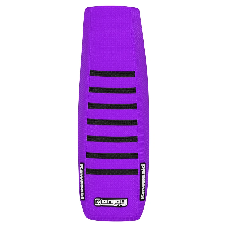 Funda de asiento Kawasaki KDX 200/220 1995-2007 todo púrpura con costilla negra #85 logotipo Foto 3 de 4