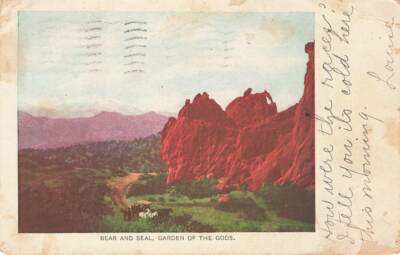c1910 Bear And Seal Garden Of The Gods Posted  Colorado Springs  P2