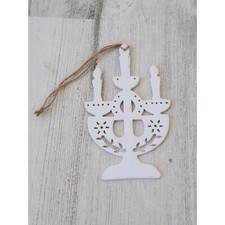 White Hanukkah menorah AS IS candle ornament Xmas decor