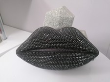 Lulu Guinness Lips Clutch Bag Swarovski Crystals,snakeskin