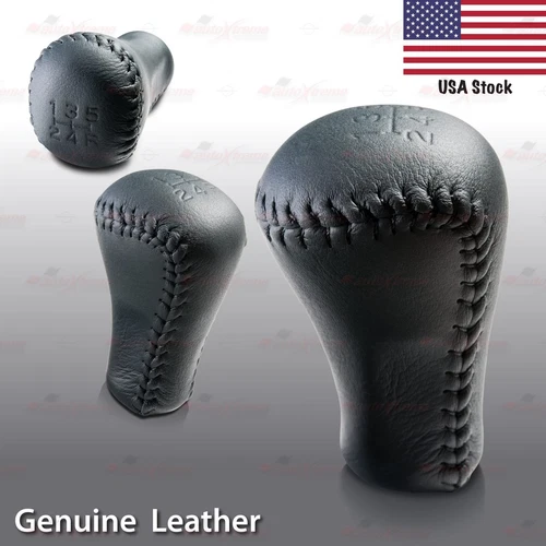 5 Speed MT Genuine BLACK Leather BLACK Stitches Gear Shift Knob For Toyota Only