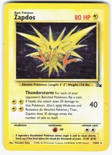 Zapdos (15) Unlimited Holo Rare Fossil 15/62 MP on eBay