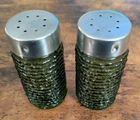Anchor Hocking Soreno Avocado Green Salt And Pepper Shakers Vintage Mid Century