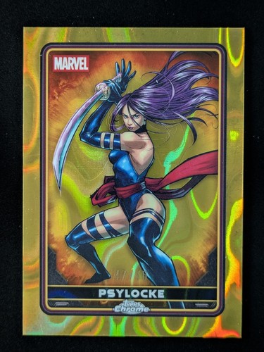 2025 Topps Chrome Deadpool PSYLOCKE 47/50 Gold Lava Refractor Comic Accurate #8
