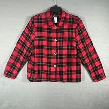 Sag Harbor Women's Red Black Plaid Button Front Acrylic Jacket Size 16 Regular