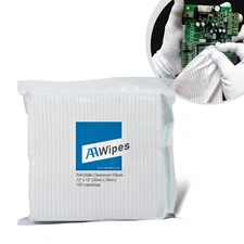 AAWipes Anti-Static Electrostatic Discharge (ESD) Wipes (12"x12",100pcs, Poly...