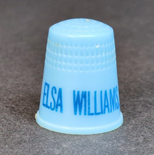 Vintage Elsa Williams Inc Thimble Advertising Promotion Plastic Blue USA