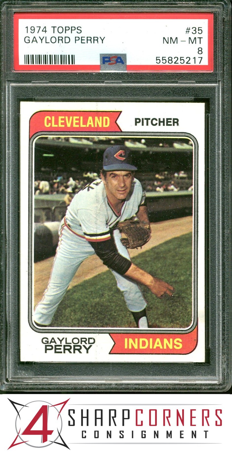 1974 TOPPS #35 GAYLORD PERRY INDIANS HOF PSA 8