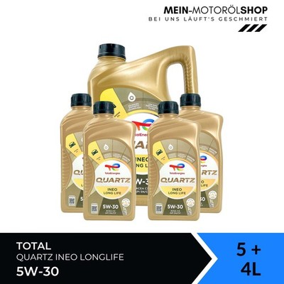 Total Quartz Ineo Longlife 5W-30 API SP ACEA C3 VW Motoröl 5+4 Liter = 9 Liter