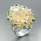 Handmade Natural Lemon Quartz Ring 925 Sterling Silver Size 8 /R469455