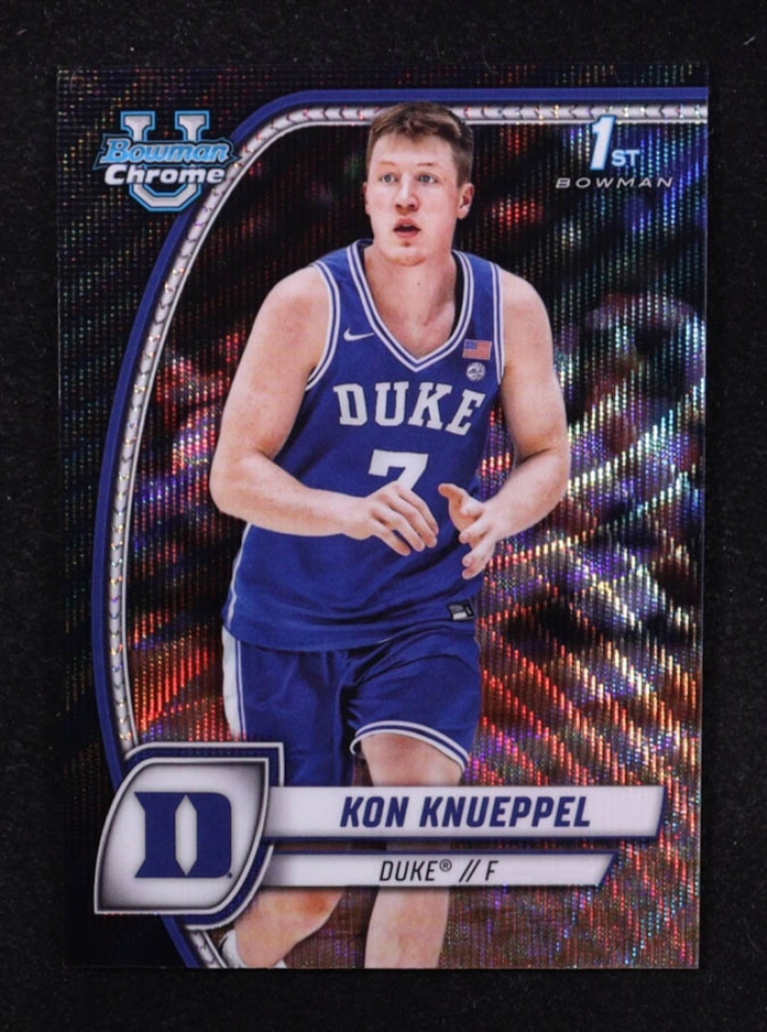 Kon Knueppel 2024-25 Bowman University Chrome - #48 Black Wave Refractor (RC)