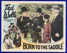 CARTE LOBBY TED WELLS NÉE EN SELLE 1929 ORIGINALE VINTAGE 11X14 RARE !