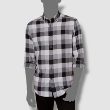 Nwt 95 Club Room Men Fit White Black Gray Check Long-Sleeve Dress Shirt Size XL