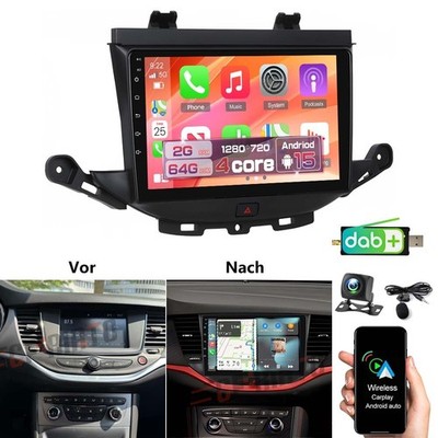 DAB Android 15 Autoradio Für Opel Astra K 2015-2022 Apple CarPlay Navi BT 2G+64G